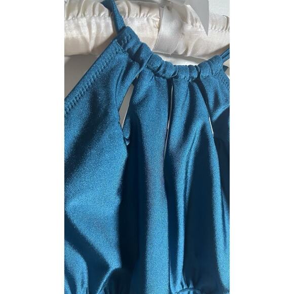 Felnart One Piece Size Large Turquoise Tummy Control Halter neck Swimsuit NEW - Picture 4 of 11